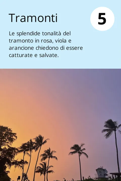 5) Tramonti    Le splendide tonalità del tramonto in rosa, viola e arancione chiedono di essere catturate e salvate.